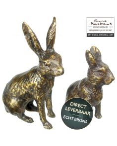 Bronzen beeldjes Haasje en Konijntje