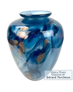Unieke Franse glaskunst vaas Ciel blauw Art Unica