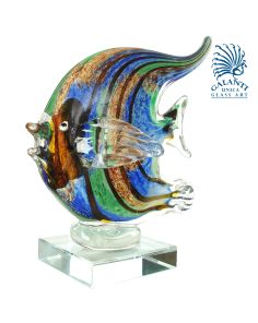 Vis glaskunst blauw met accentkleuren