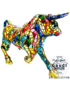 Beeld Stier Gaudi mozaiek veelkleurig 24 cm