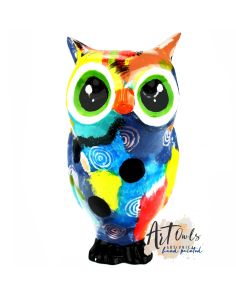 Art Owl COLOR FEATHER beeld uil meerkleurig beschilderd