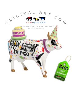 Art Cow Koeienbeeldje keramiek Happy Birthday Art Unica