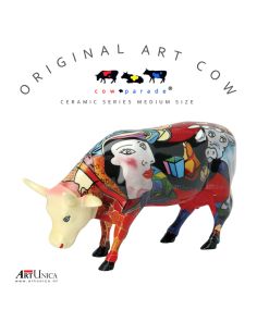 Koeienbeeldje Keramiek Art Cow Hommage to Picowso's African period Art Unica