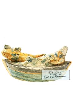 Love Boat Romantiek in een bootje keramiek beeld Edith Madou Art Unica