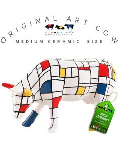 Art Cow Koe beeldje keramiek Moondrian Art Unica