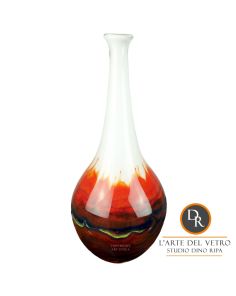  Murano vaas Cesto A hoog wit met rood Dino Ripa