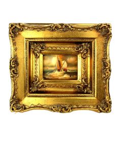 Romantisch schilderij Boot op zee Art Unica