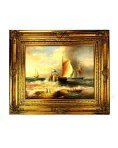 Romantisch schilderij boten op zee Art Unica