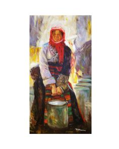 Tibetan woman with basket